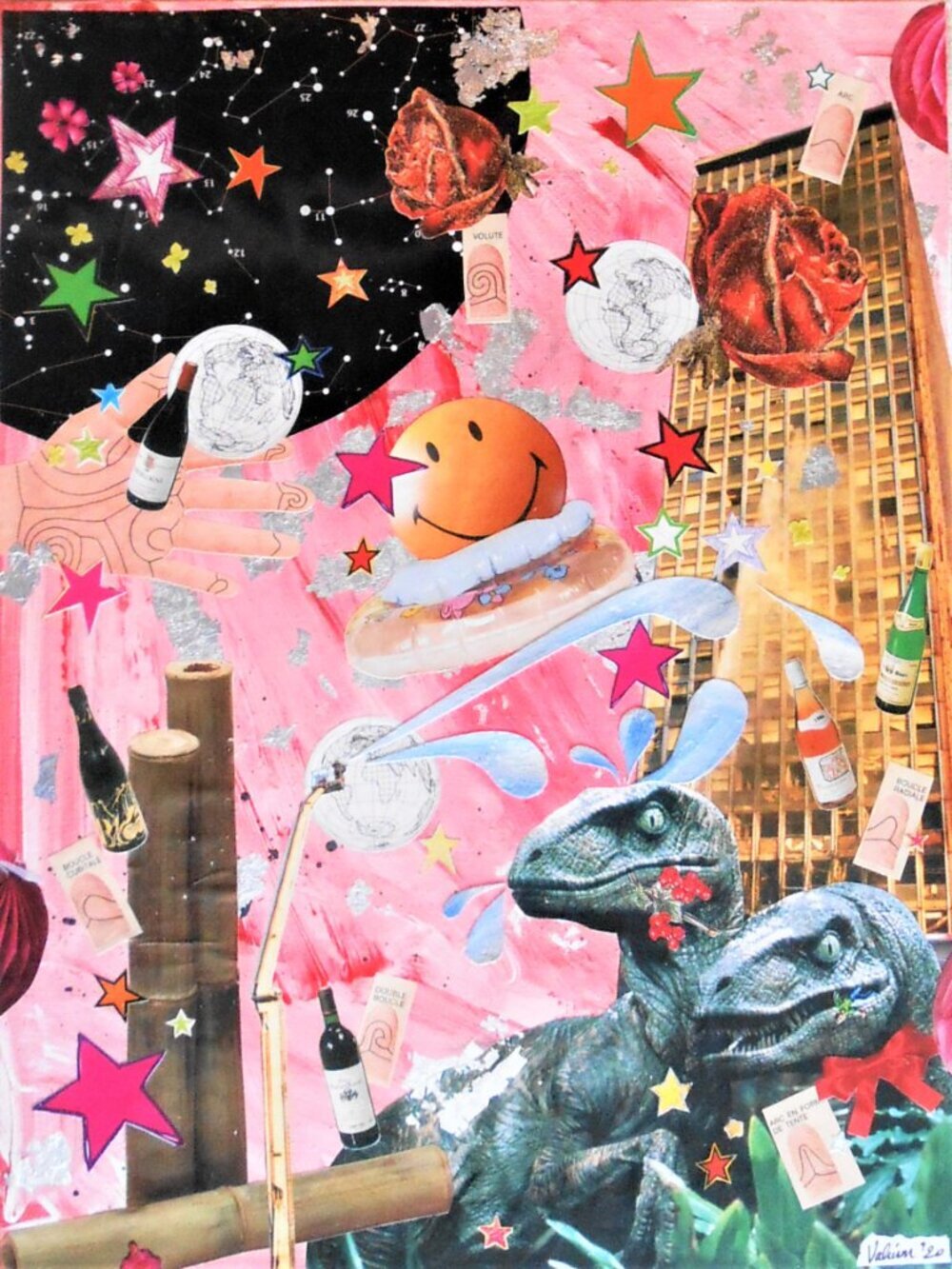 Original & unique collage on a 16 X 12 X 1/2 canvas